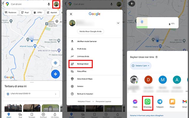 Membagikan Lokasi Google Maps Lewat WhatsApp